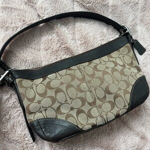 Coach Tan and Brown Signature Shoulder Bag